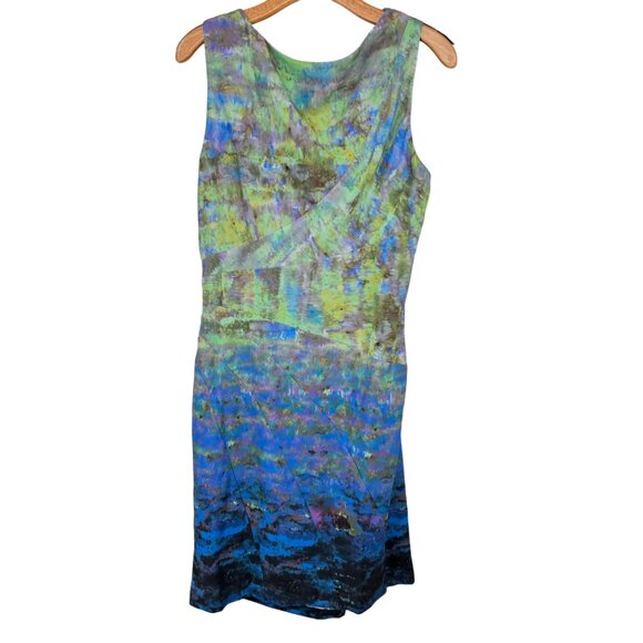 Maggy Boutique Suzi Chin Dress Size 14 Multicolor Sleeveless Belted Waist Polyes - Picture 10 of 10